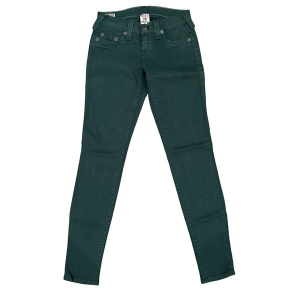 True Religion World Tour Casey Supper Skinny Dark Green Jeans Size 25 NWOT $198 - Picture 3 of 9